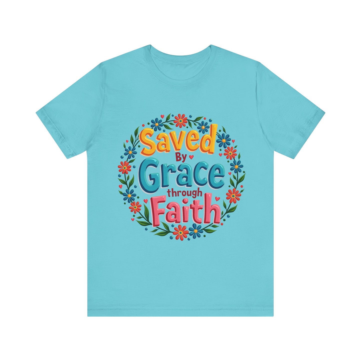 Faith-based tee with 'Saved by Grace' message – Christian apparel inspired by Ephesians 2:8 by Klippette"