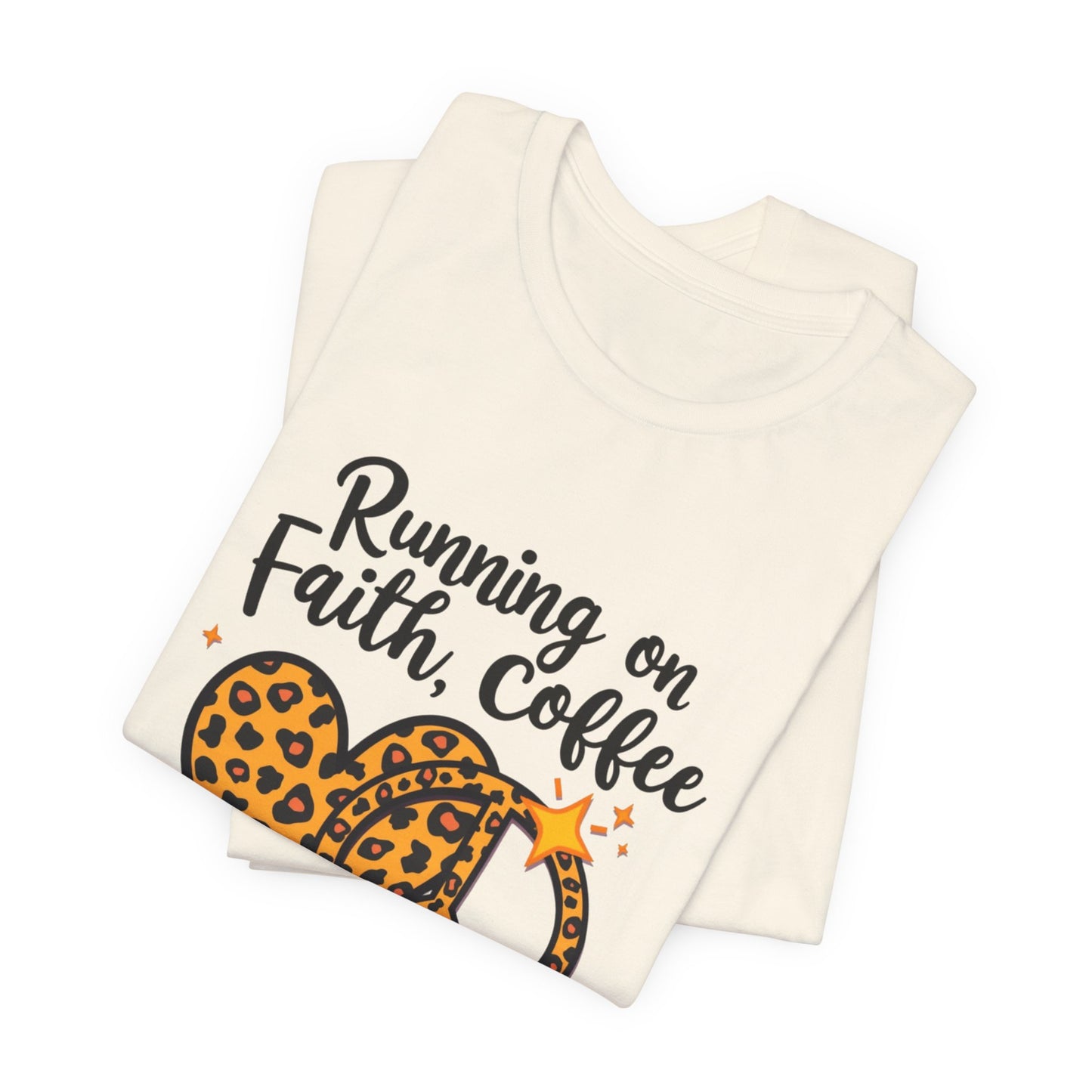 Fun and faith-filled tee – 'Running on Faith, Coffee and the Holy Spirit' Christian design by Klippette