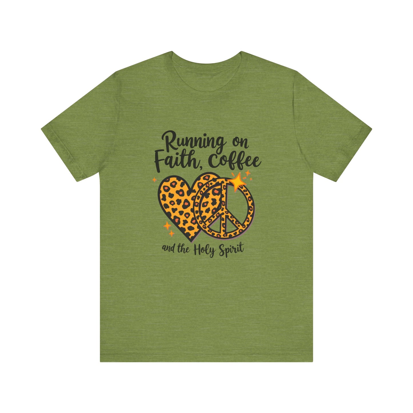 Fun and faith-filled tee – 'Running on Faith, Coffee and the Holy Spirit' Christian design by Klippette