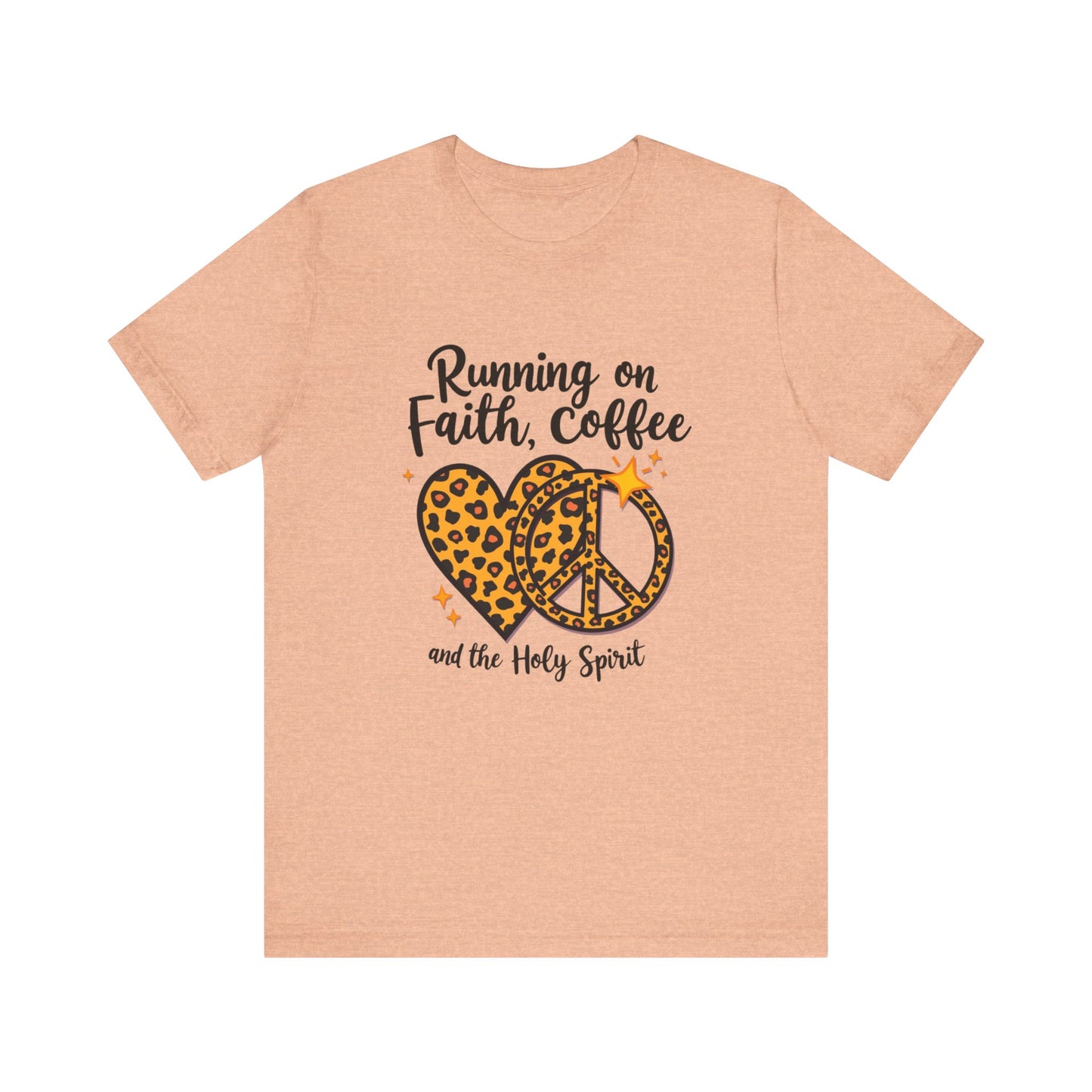 Fun and faith-filled tee – 'Running on Faith, Coffee and the Holy Spirit' Christian design by Klippette