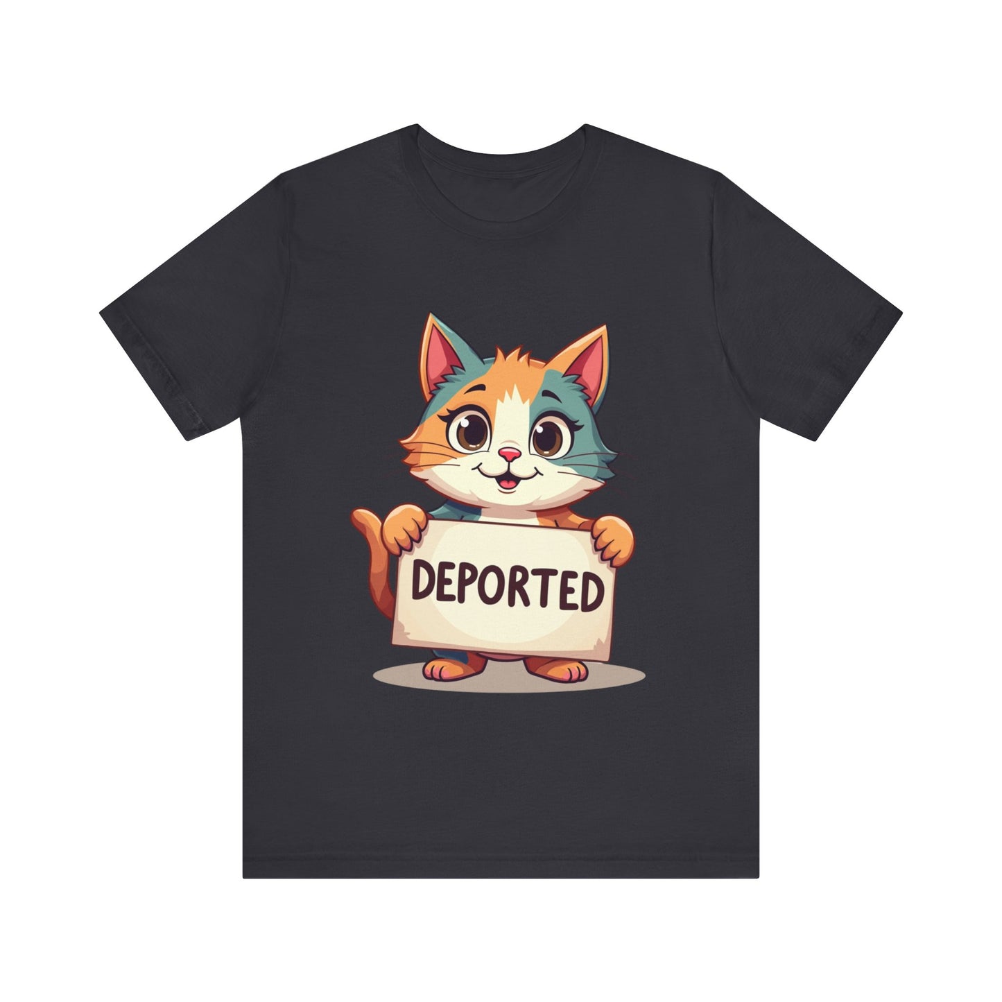 Humorous cat-themed t-shirt with 'Cat Deportation' design – playful and faith-friendly style by Klippette