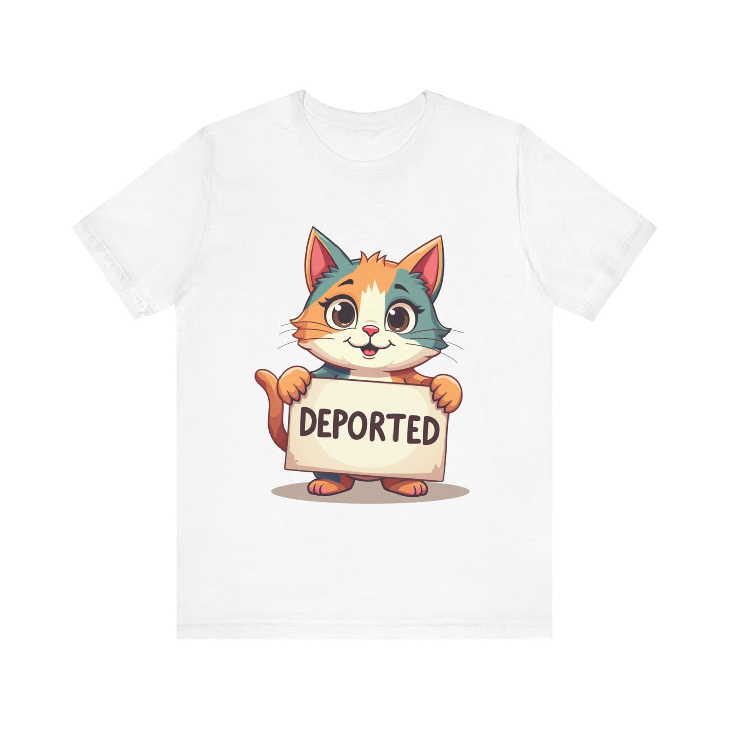 Humorous cat-themed t-shirt with 'Cat Deportation' design – playful and faith-friendly style by Klippette