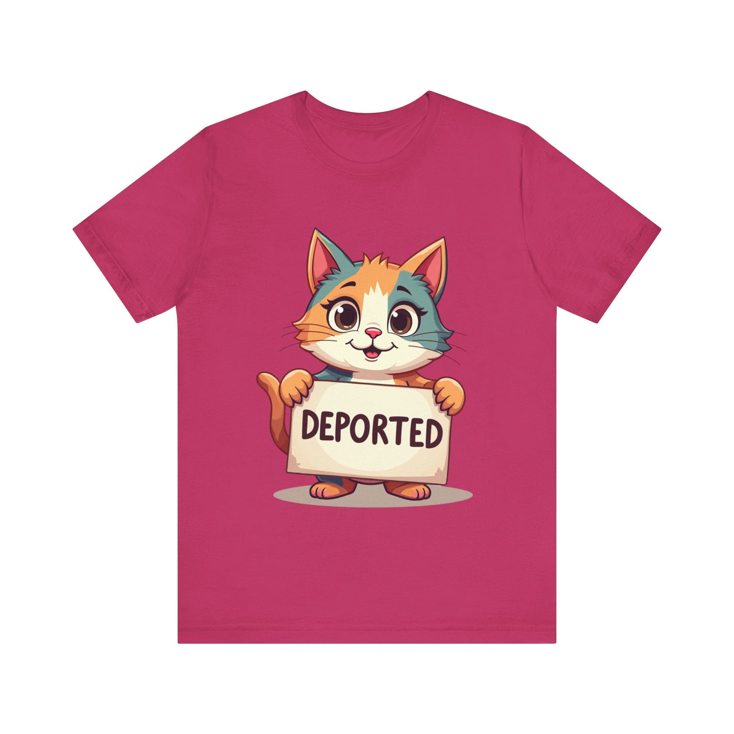 Humorous cat-themed t-shirt with 'Cat Deportation' design – playful and faith-friendly style by Klippette