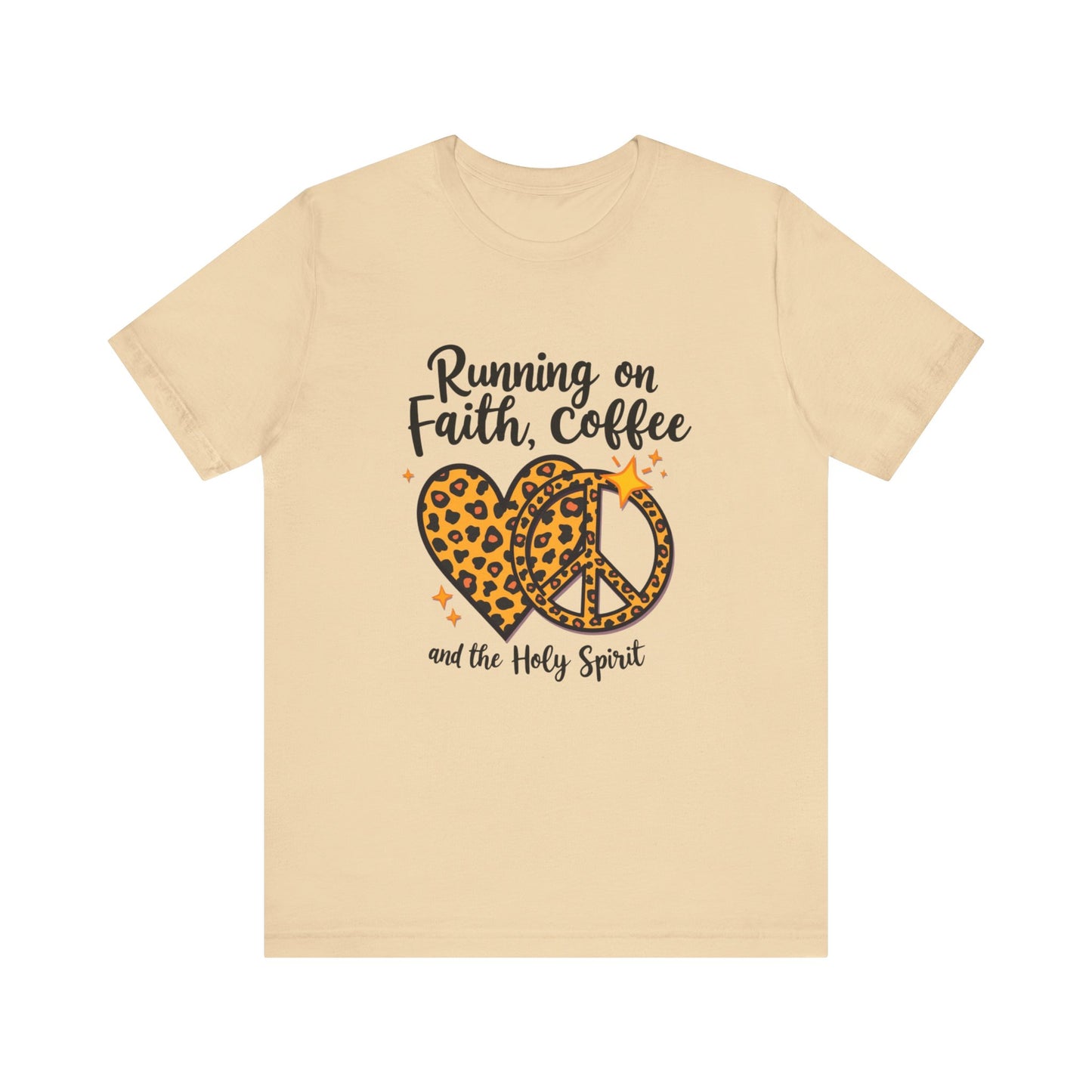 Fun and faith-filled tee – 'Running on Faith, Coffee and the Holy Spirit' Christian design by Klippette