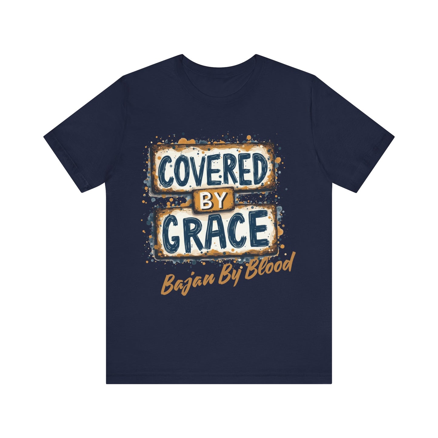 Christian apparel with 'Covered by Grace' message – faith and grace-themed t-shirt by Klippette"