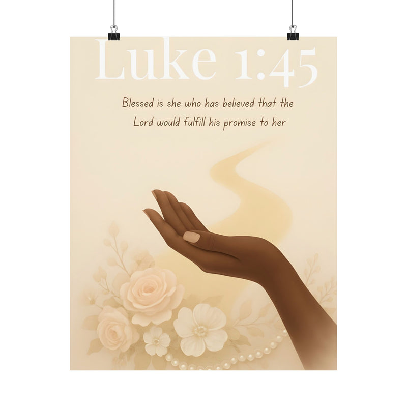 Luxury Christian Wall Art – Luke 1:45 Blessed Is She Who Believed - Klippette Joy
