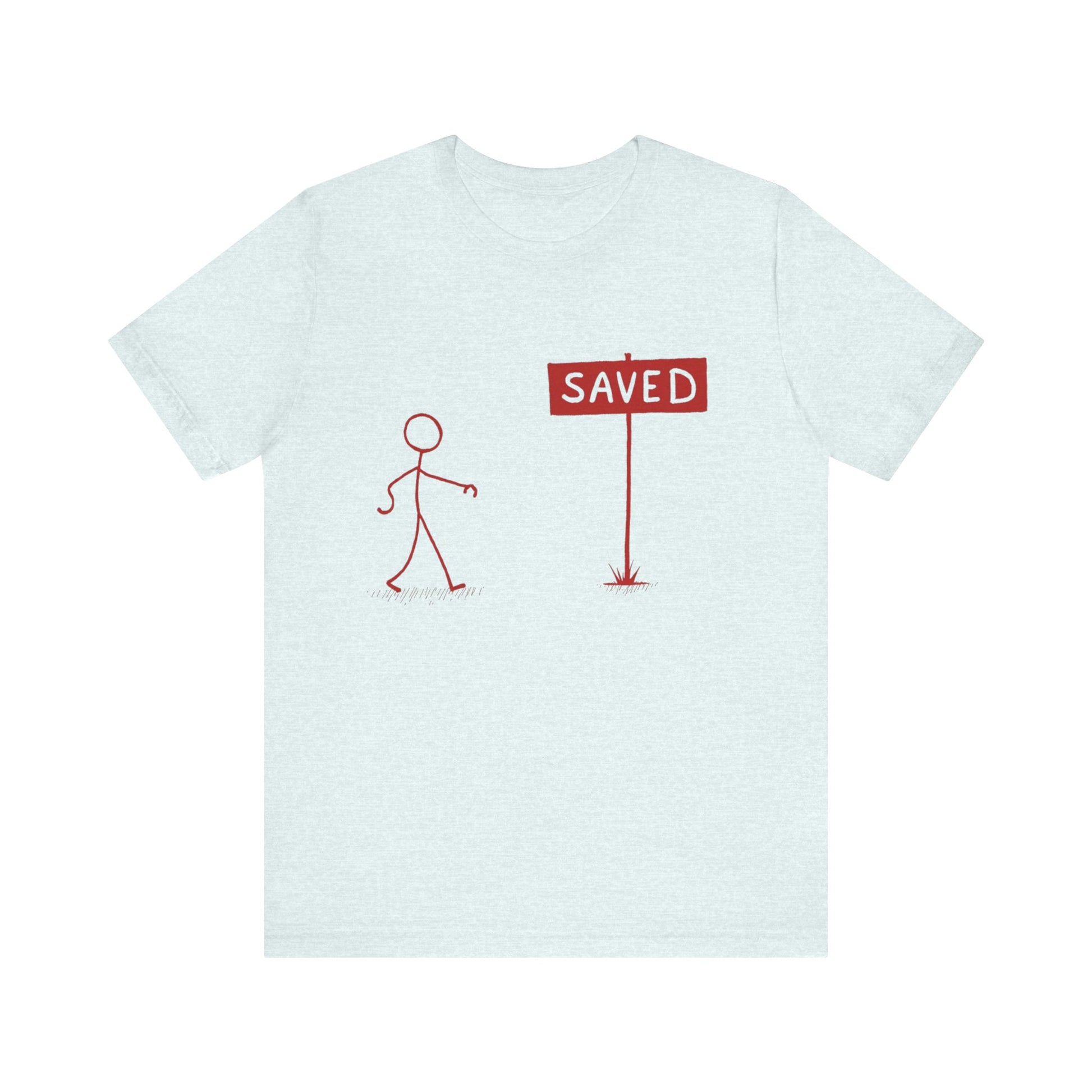 Simple 'Saved' Christian t-shirt – minimalist faith-based design by Klippette"