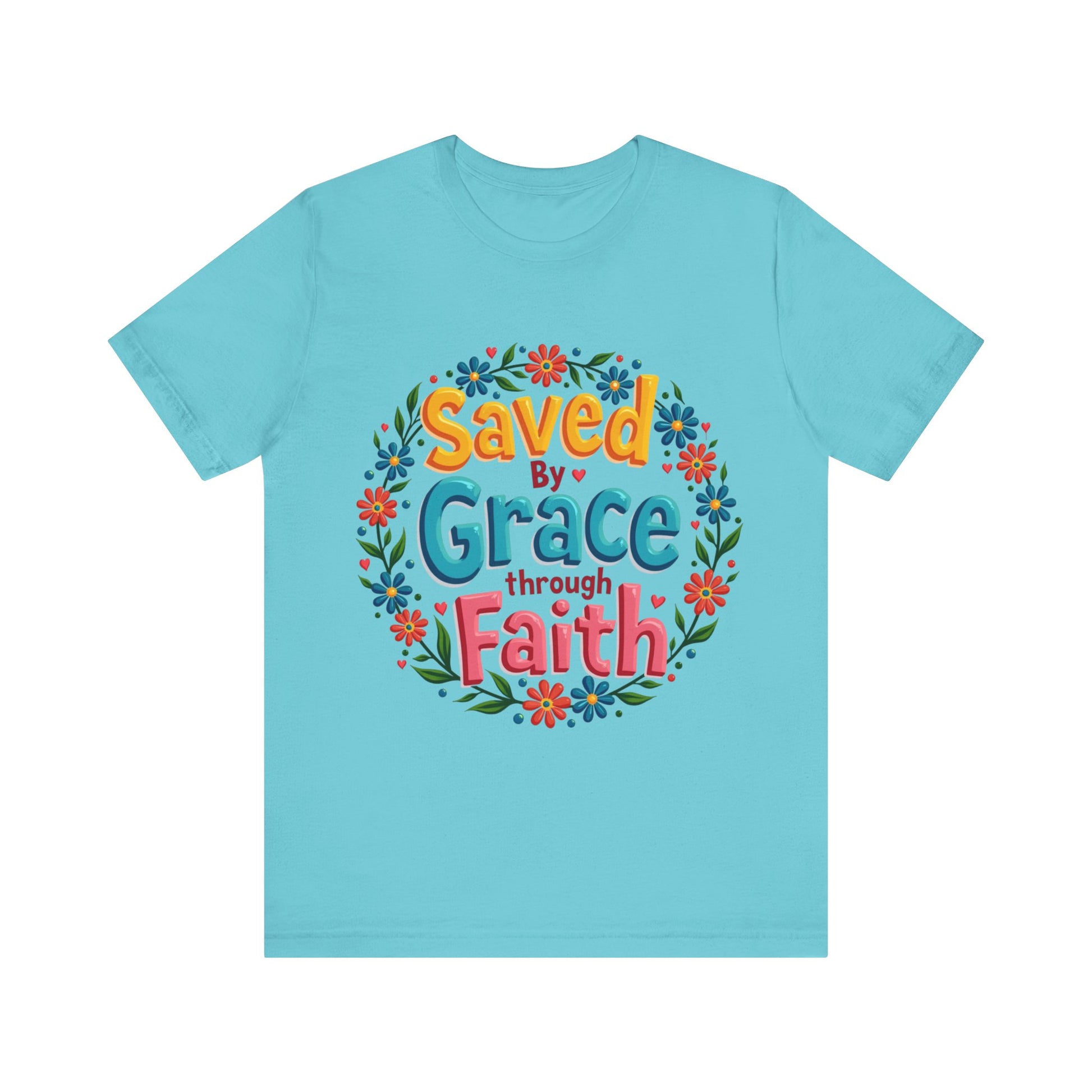 Faith-based tee with 'Saved by Grace' message – Christian apparel inspired by Ephesians 2:8 by Klippette"