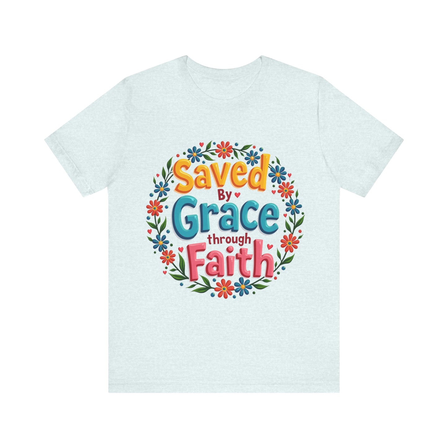 Faith-based tee with 'Saved by Grace' message – Christian apparel inspired by Ephesians 2:8 by Klippette"