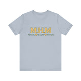 Shirt design featuring the bold acronym M.H.M with the full text “Mental Health Matters” in modern, expressive lettering.