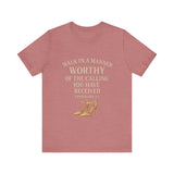 T-shirt design with the phrase "Walk in the manner of the calling you have received" inspired by Ephesians 4:1 – Christian faith apparel