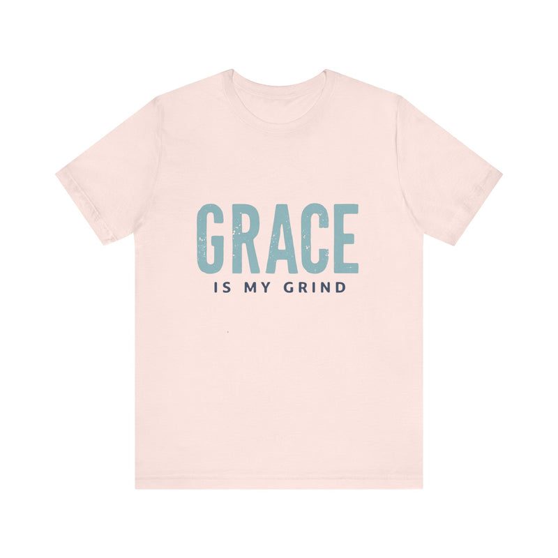 Faith-based apparel with 'Grace is my grind' text – Christian motivational t-shirt by Klippette"

