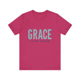 Faith-based apparel with 'Grace is my grind' text – Christian motivational t-shirt by Klippette"

