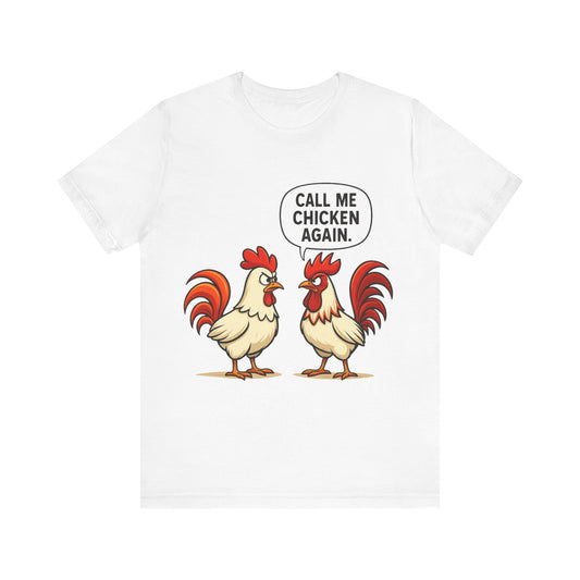 Funny Christian t-shirt with chicken design – humorous faith-based apparel by Klippette