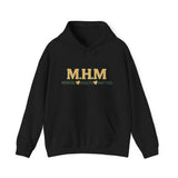 Hoodie design featuring the bold acronym M.H.M with the full text “Mental Health Matters” in modern, expressive lettering.
