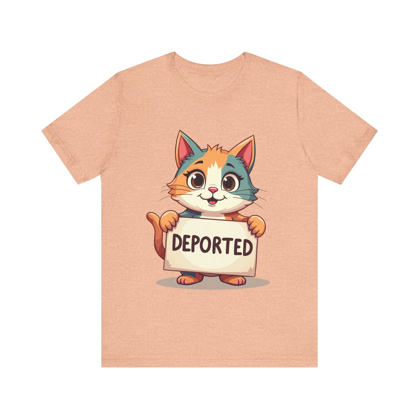 Humorous cat-themed t-shirt with 'Cat Deportation' design – playful and faith-friendly style by Klippette