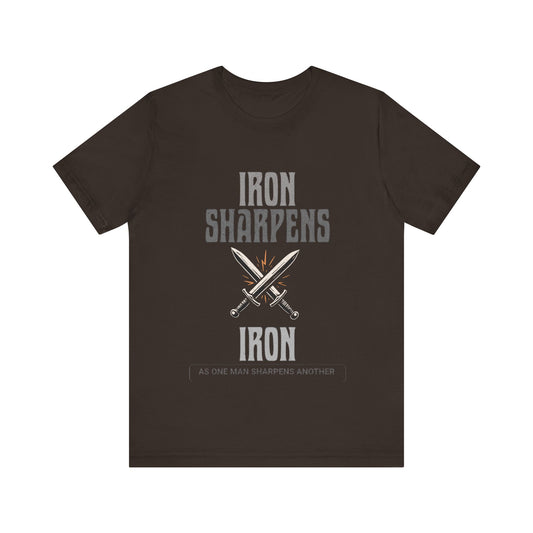 Iron Sharpens Iron' Christian t-shirt – Proverbs 27:17 inspired faith and fellowship design by Klippette"

