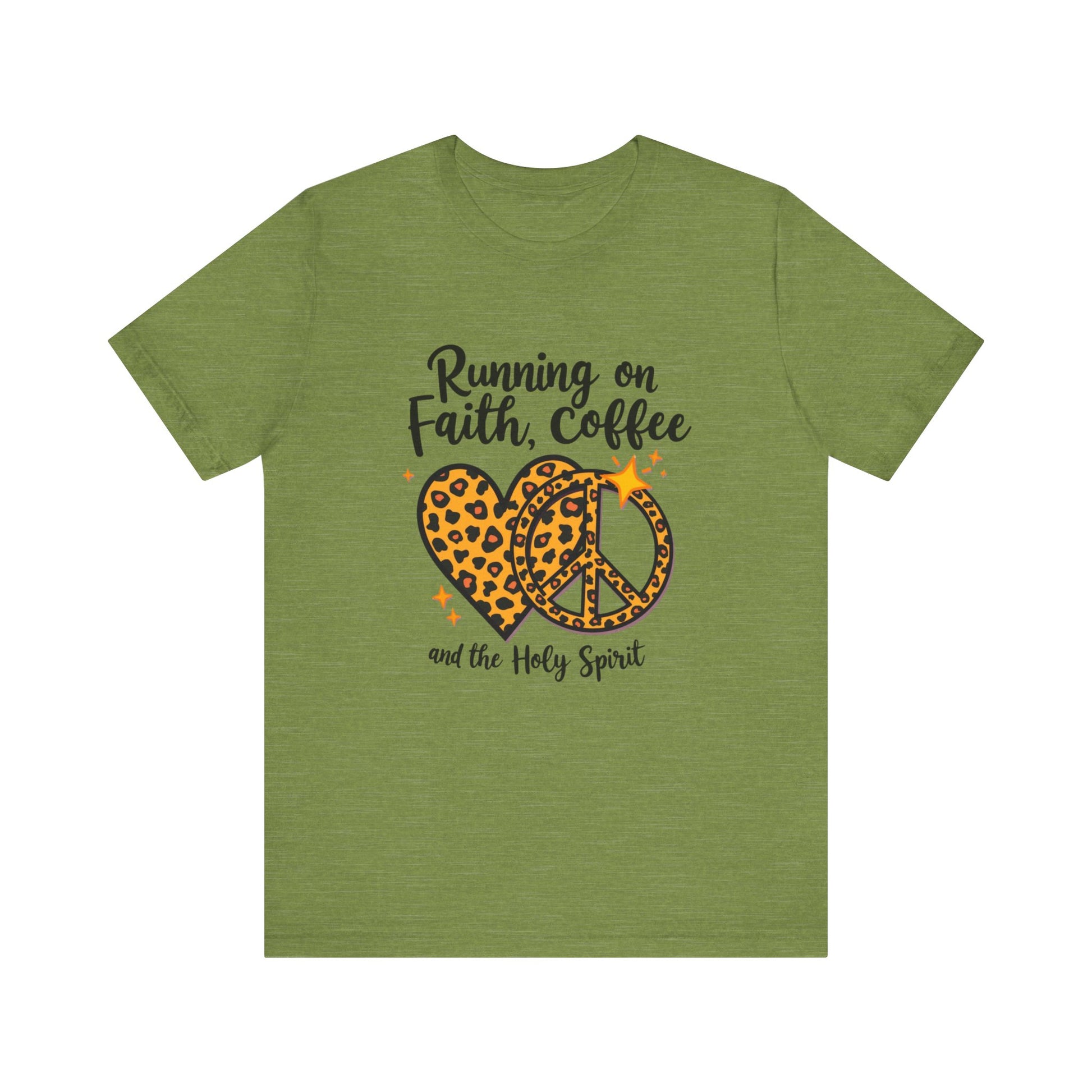 Fun and faith-filled tee – 'Running on Faith, Coffee and the Holy Spirit' Christian design by Klippette