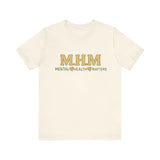 Shirt design featuring the bold acronym M.H.M with the full text “Mental Health Matters” in modern, expressive lettering.