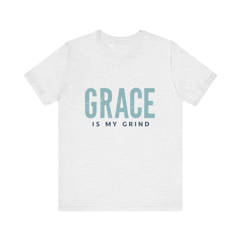 Faith-based apparel with 'Grace is my grind' text – Christian motivational t-shirt by Klippette"

