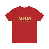 Shirt design featuring the bold acronym M.H.M with the full text “Mental Health Matters” in modern, expressive lettering.