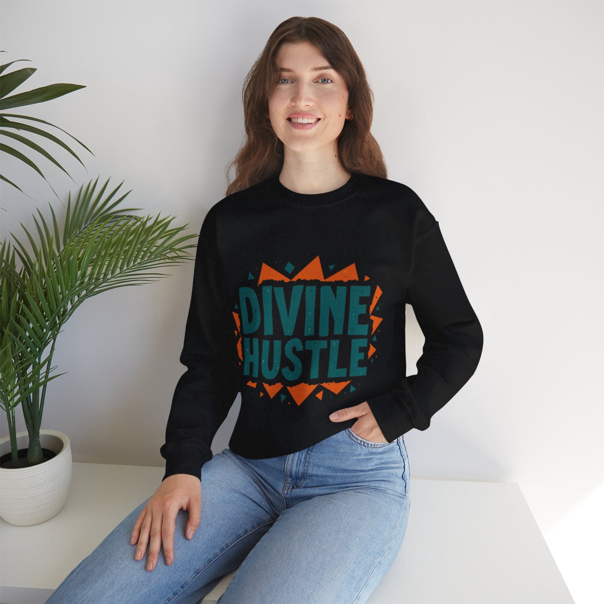 Modern Christian t-shirt with 'Divine Hustle' design – spiritual ambition theme by Klippette