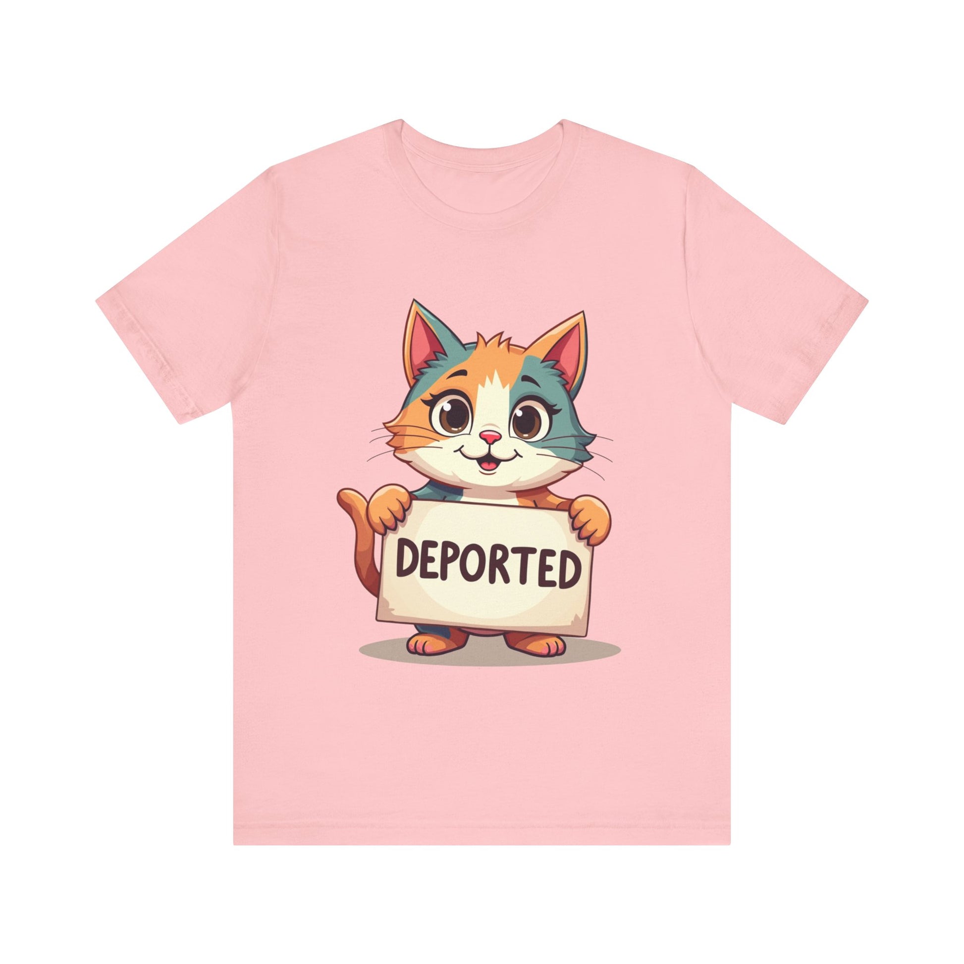 Humorous cat-themed t-shirt with 'Cat Deportation' design – playful and faith-friendly style by Klippette