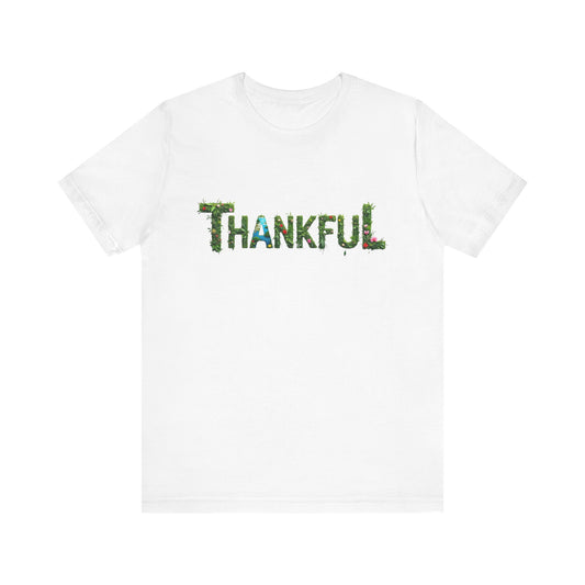 Minimalist Christian 'Thankful' t-shirt – gratitude-focused faith design by Klippette
