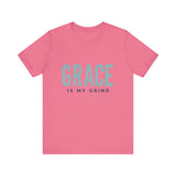 Faith-based apparel with 'Grace is my grind' text – Christian motivational t-shirt by Klippette"

