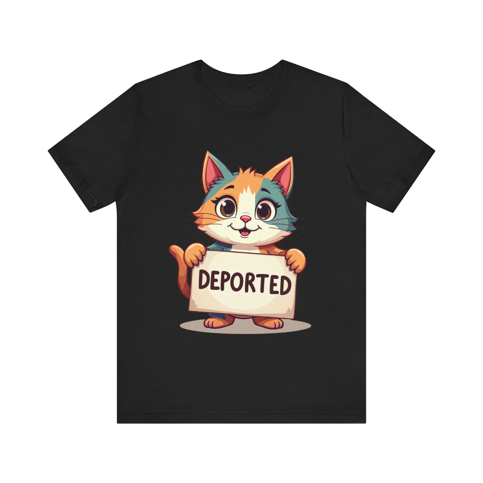 Humorous cat-themed t-shirt with 'Cat Deportation' design – playful and faith-friendly style by Klippette