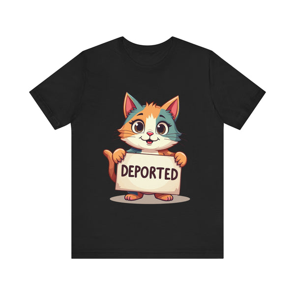 Humorous cat-themed t-shirt with 'Cat Deportation' design – playful and faith-friendly style by Klippette
