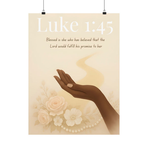 Luxury Christian Wall Art – Luke 1:45 Blessed Is She Who Believed - Klippette Joy