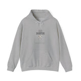 Gray hoodie with 'Iron Sharpens Iron' text on a white background