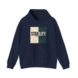 A hoodie with a bold, graphic design featuring the word “STABILITY” split across two contrasting colored backgrounds, with half the word on each side. Referenced scripture Isaiah 26:3 anchors the message visually and spiritually.