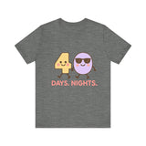 Christian t-shirt featuring the numbers 4 and 0 holding hands, symbolizing “40 Days and Nights” – faith journey design by Klippette.