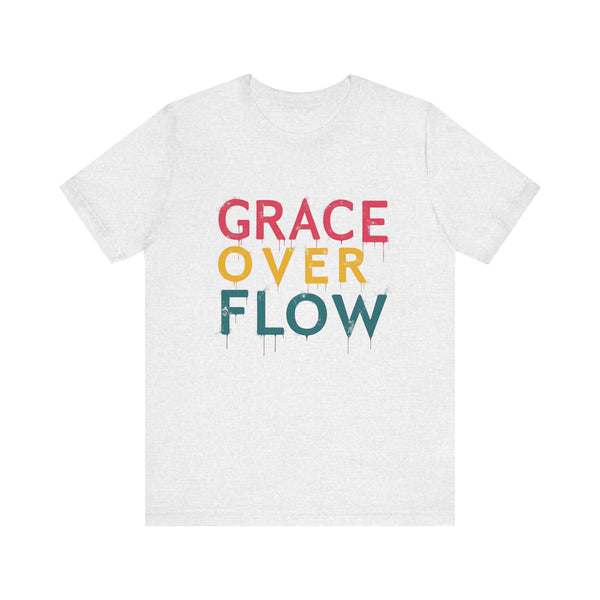Christian t-shirt with 'Grace Overflow' message – bold faith and abundance design by Klippette