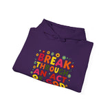 Bold multicolored text that reads “Breakthrough An act of God”  symbolizing spiritual strength and resilience under pressure.