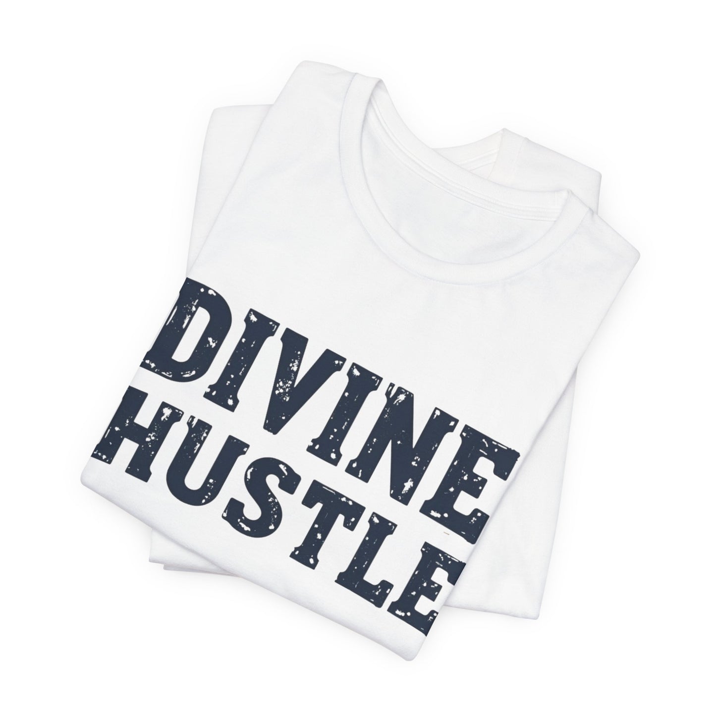 Modern Christian t-shirt with 'Divine Hustle' design – spiritual ambition theme by Klippette
