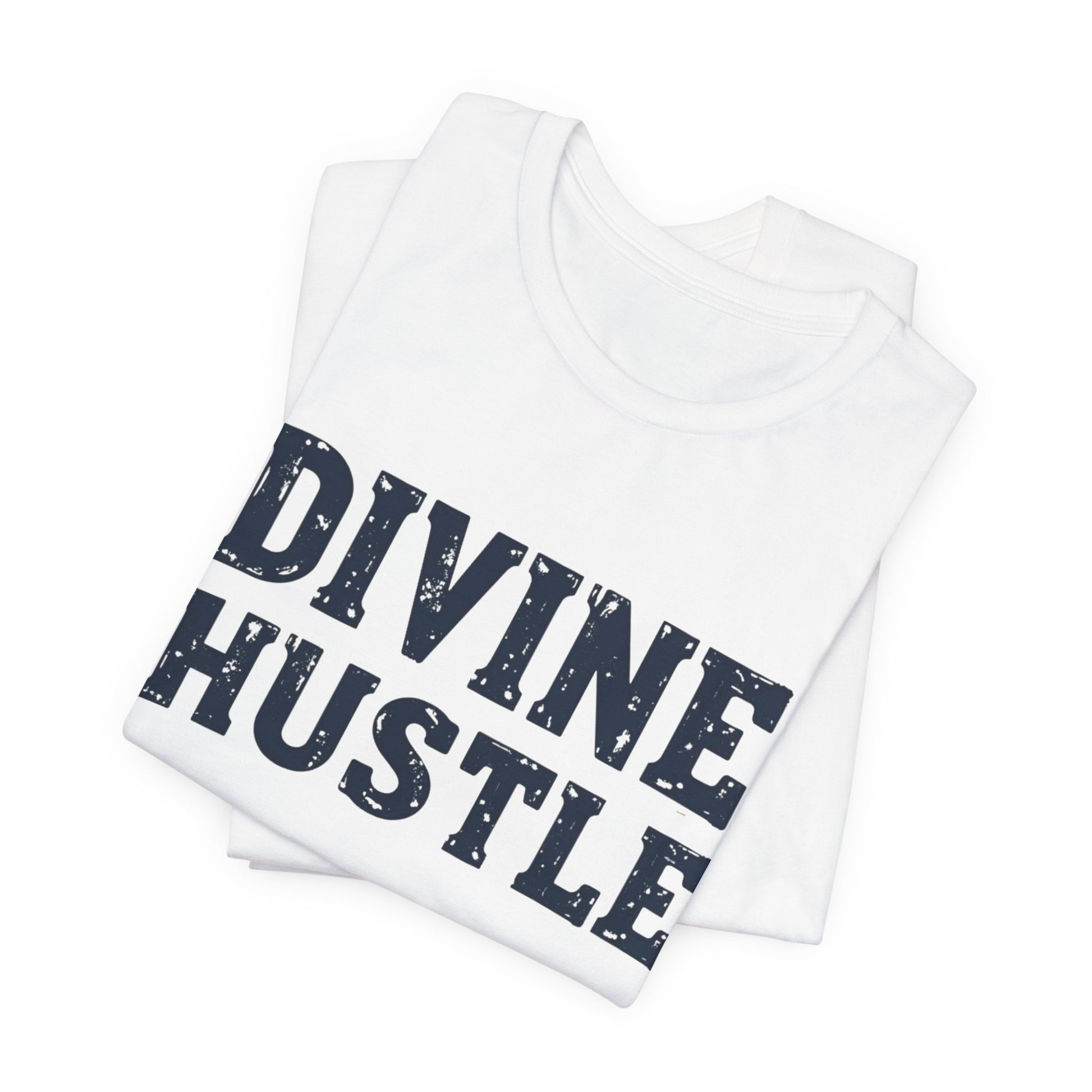 Modern Christian t-shirt with 'Divine Hustle' design – spiritual ambition theme by Klippette