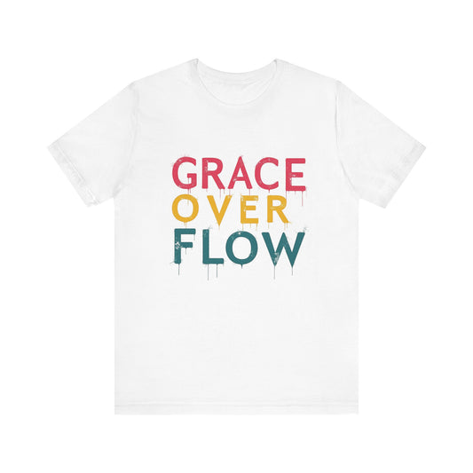 Christian t-shirt with 'Grace Overflow' message – bold faith and abundance design by Klippette