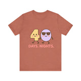 Christian t-shirt featuring the numbers 4 and 0 holding hands, symbolizing “40 Days and Nights” – faith journey design by Klippette.