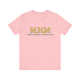 Shirt design featuring the bold acronym M.H.M with the full text “Mental Health Matters” in modern, expressive lettering.