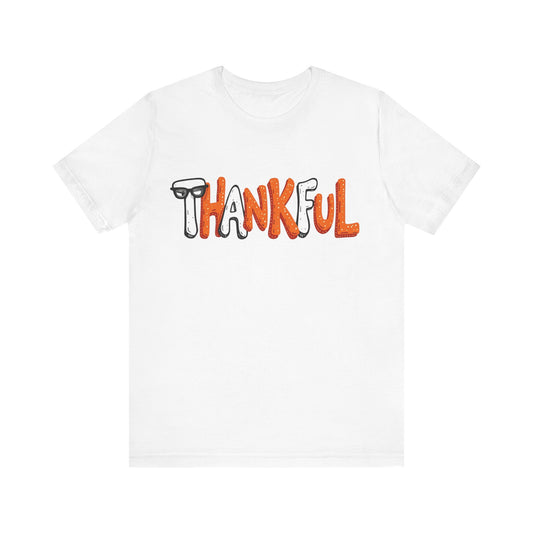 Minimalist Christian 'Thankful' t-shirt – gratitude-focused faith design by Klippette