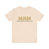 Shirt design featuring the bold acronym M.H.M with the full text “Mental Health Matters” in modern, expressive lettering.
