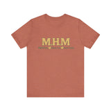Shirt design featuring the bold acronym M.H.M with the full text “Mental Health Matters” in modern, expressive lettering.
