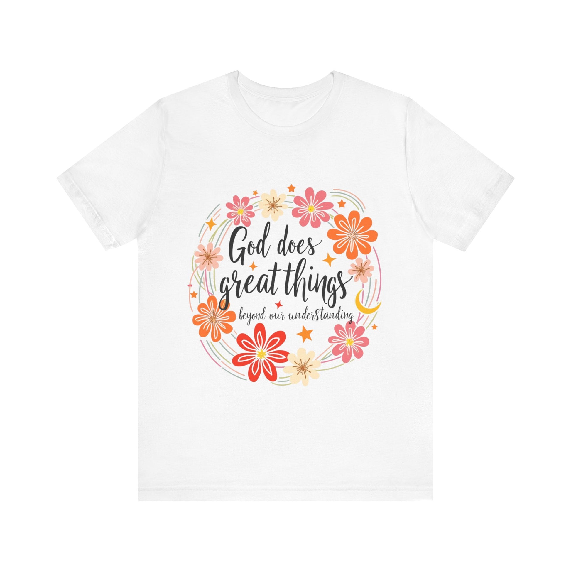 Inspirational T-Shirt with 'God does great things' message – encouraging faith apparel by Klippette