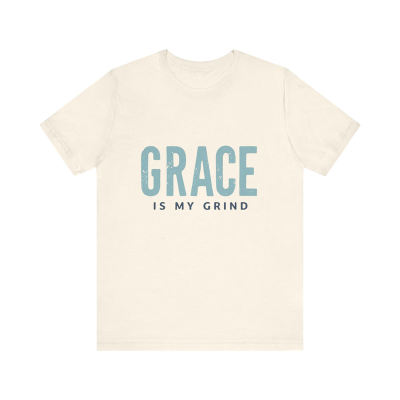 Faith-based apparel with 'Grace is my grind' text – Christian motivational t-shirt by Klippette"

