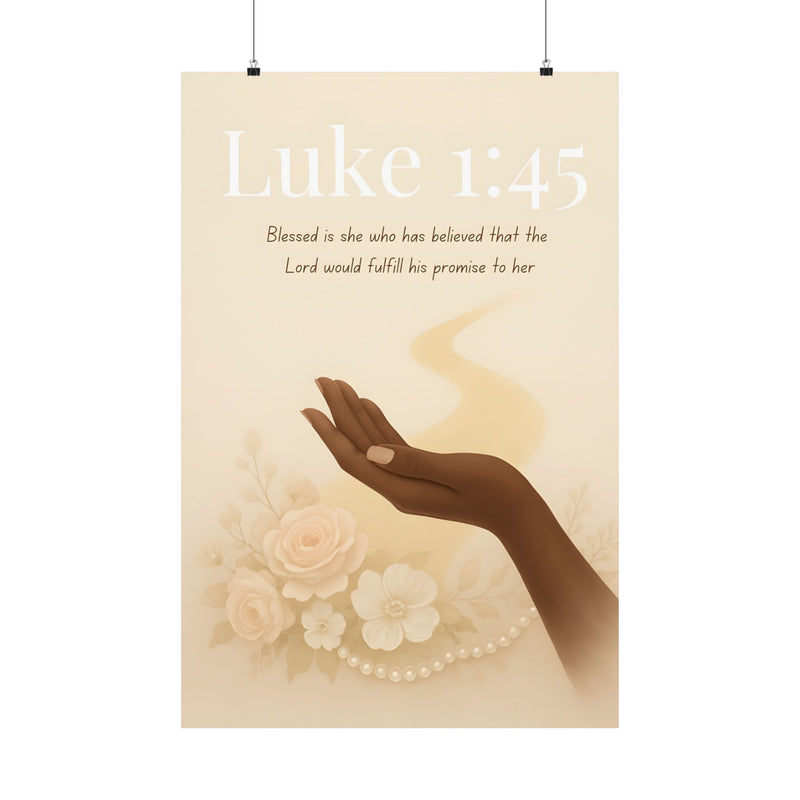 Luxury Christian Wall Art – Luke 1:45 Blessed Is She Who Believed - Klippette Joy