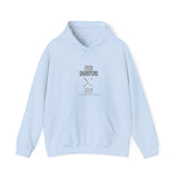 Light blue hoodie with 'Iron Sharpens Iron' text on a white background