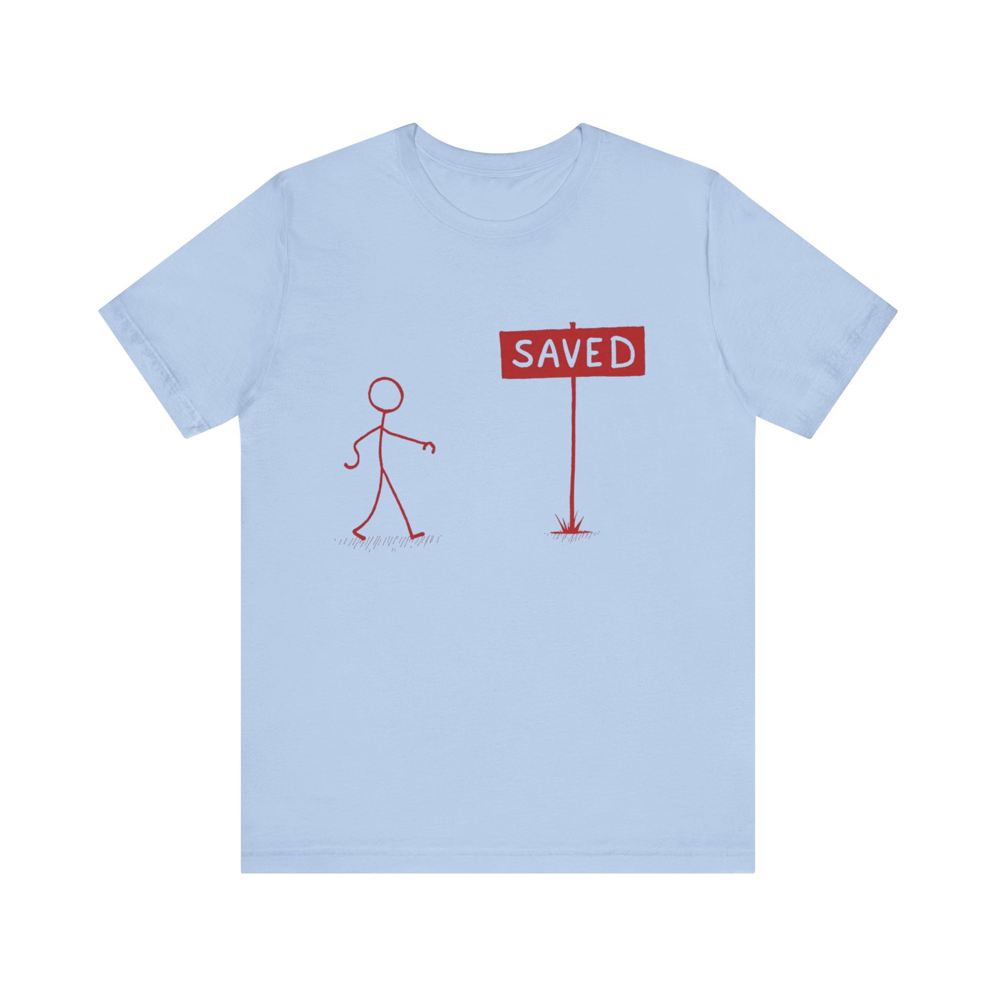 Simple 'Saved' Christian t-shirt – minimalist faith-based design by Klippette"